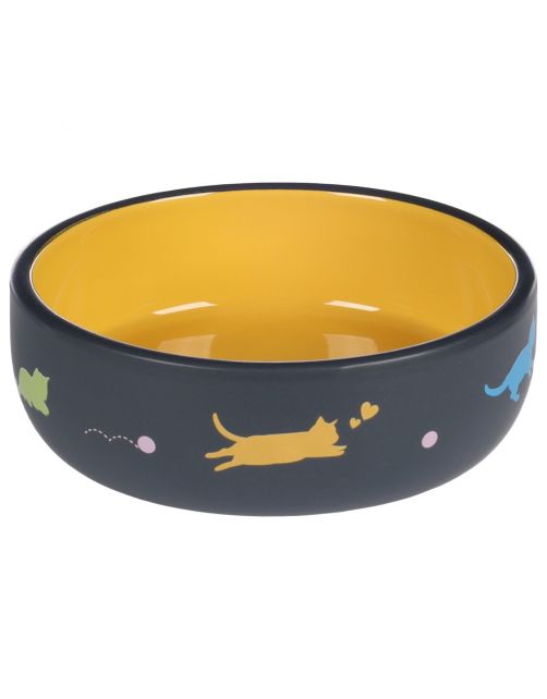 Flamingo Keramische Voer\/Waterbak Rani Geel - Kattenvoerbak