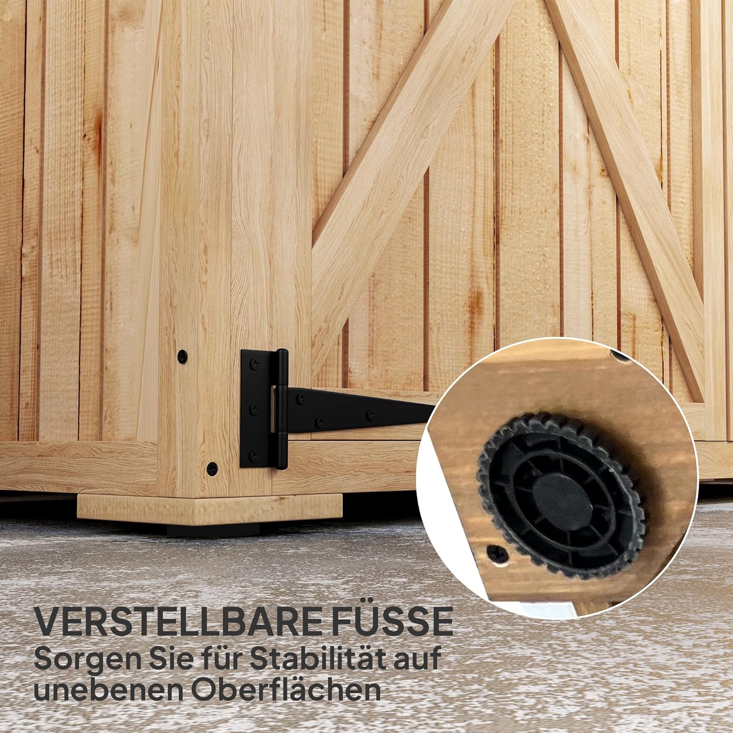 Outsunny Gartenschrank Holz, Geräteschuppen mit Abschließbar Doppeltür Asphalt-Dach Ablage 116,5x57x167cm, wetterfest Geräteschrank, Gerätehaus Gartenschuppen für Garten, Terrasse, Naturholz