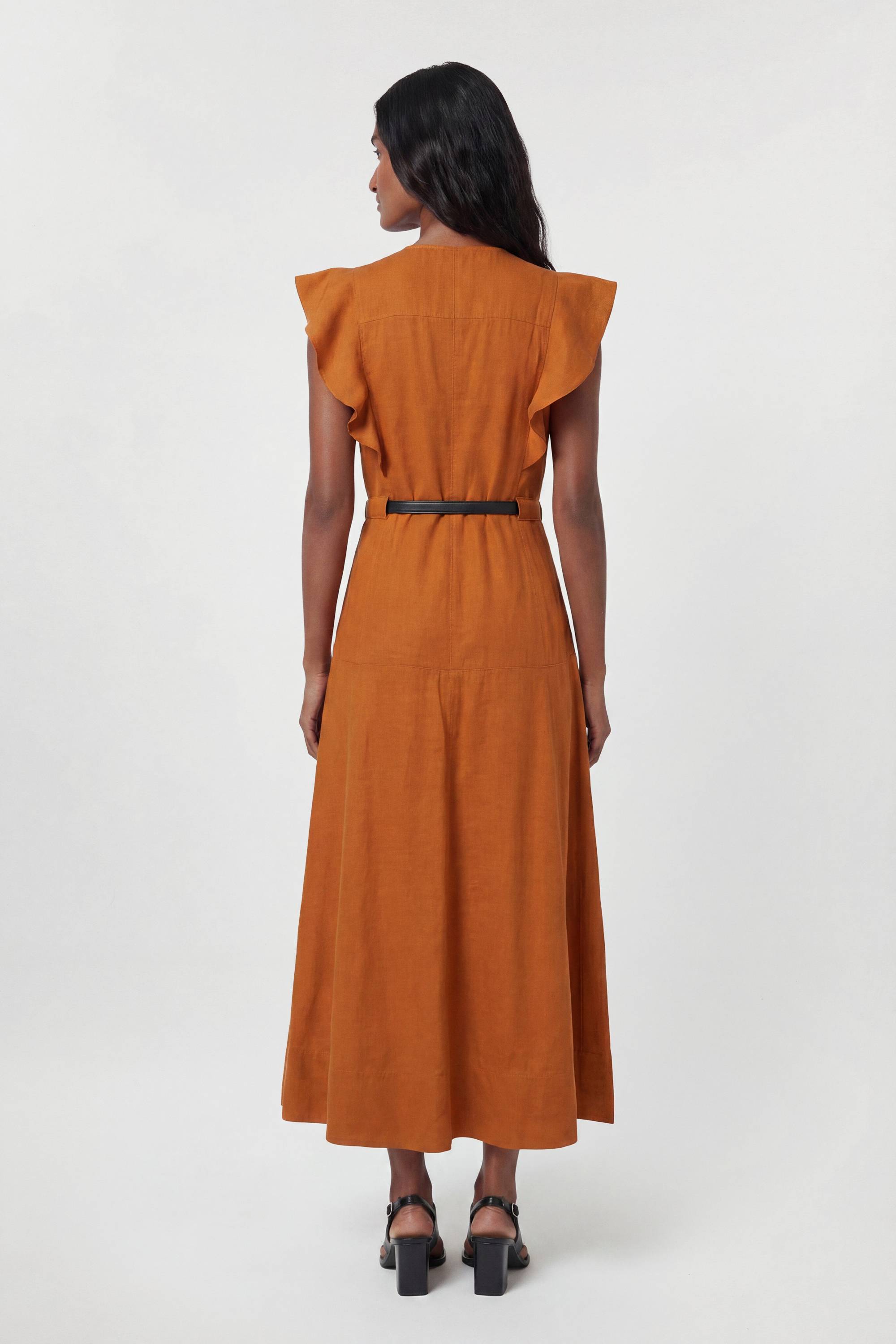 KarenMillen Robe Midi Tissée En Viscose Et Lin Avec Encolure Licou