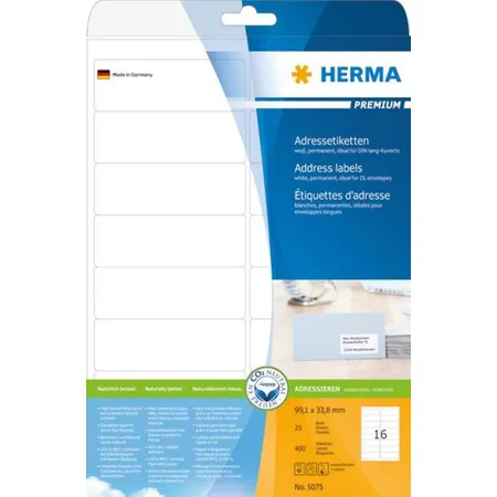 HERMA Adressetiketten Premium, weiß, 99,1 x 33,8mm, 400 Stück