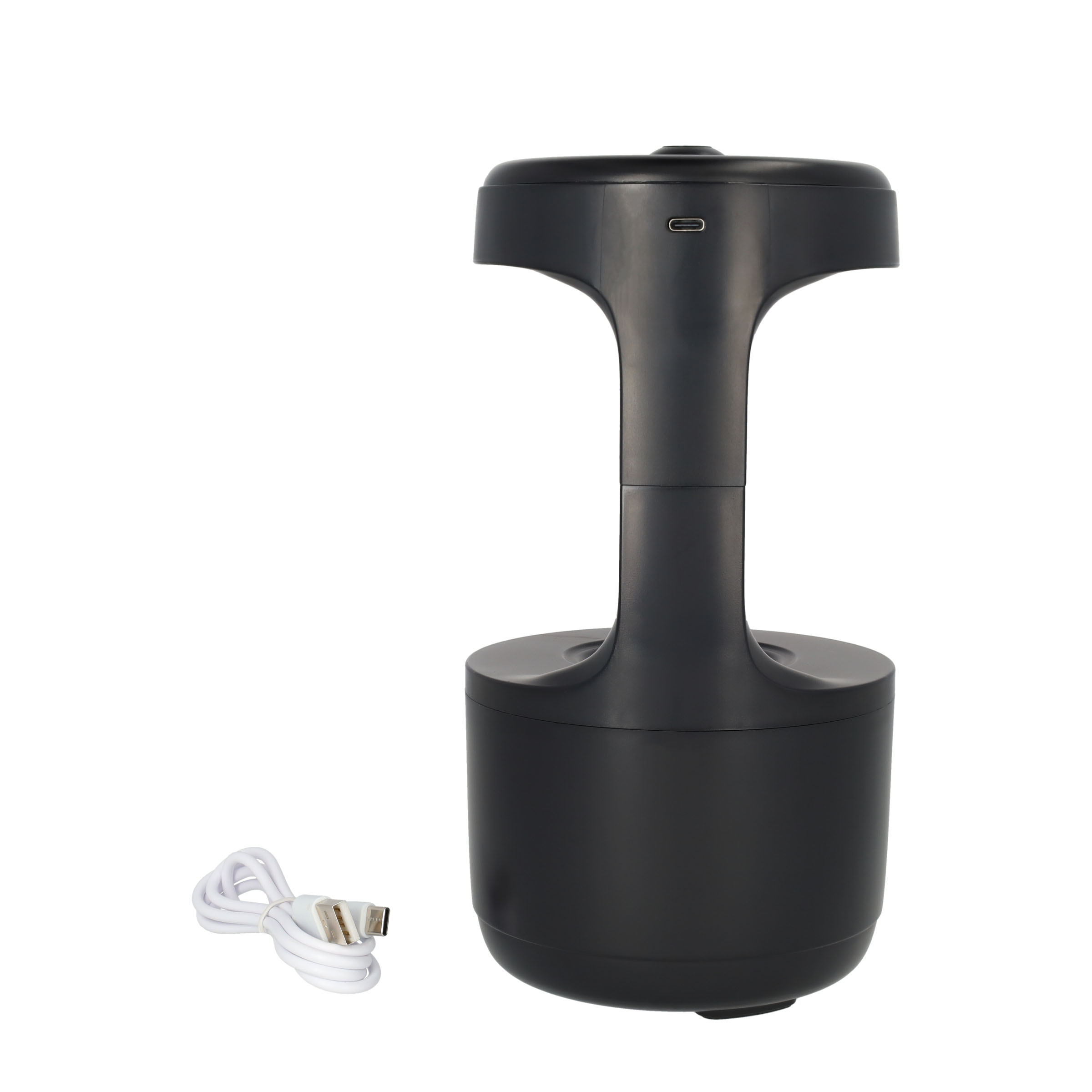 (600ml) 3 LED's Wassertropfen Luftbefeuchter USB Aroma Öl Diffuser mit LCD Display - Schwarz