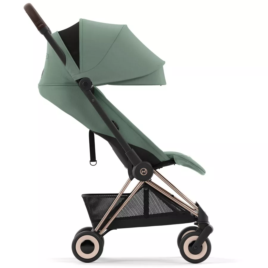 cybex PLATINUM Buggy Coya Rosegold Leaf Green inklusive Babyschale Cloud T I-Size Sepia Black und Adapter