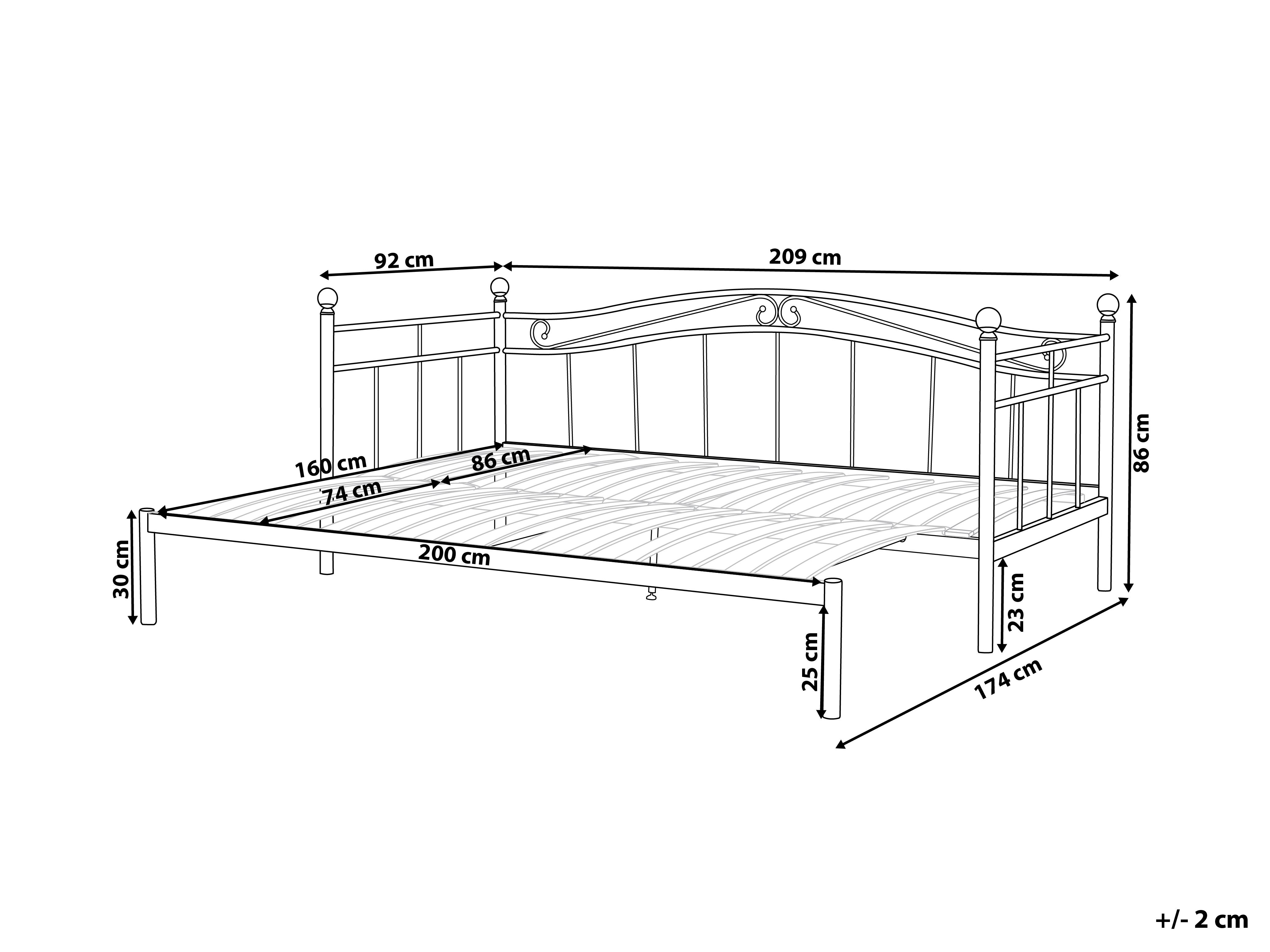 Onderschuifbed Metaal TULLE 80 x 200 cm Wit