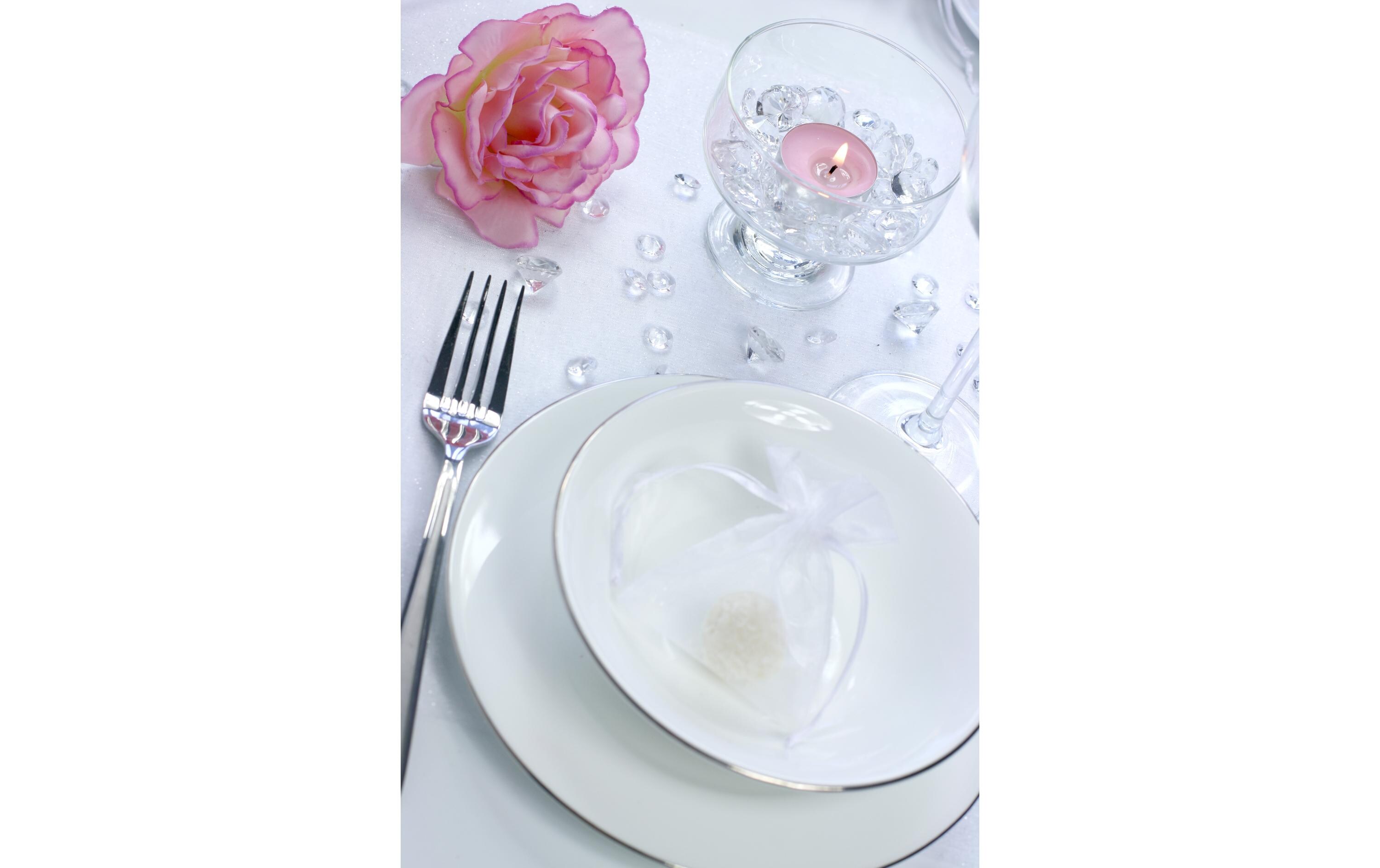 Streudeko Diamanten 1.2 cm, 100 Stück, TransparentStreudiamanten für den gedeckten Tisch an der Hochzeit und Festen wie Geburtstagspartys, Babyshower, Weihnachten oder Silvester