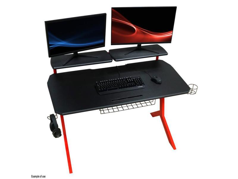 LC-Power Gaming Tisch LC-GD-1R Schwarz/Rot Gaming-Schreibtisch für bis zu zwei Monitore