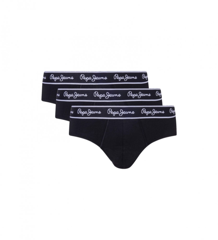 Pacote com 3 calcinhas clássicas Pepe Jeans pretas