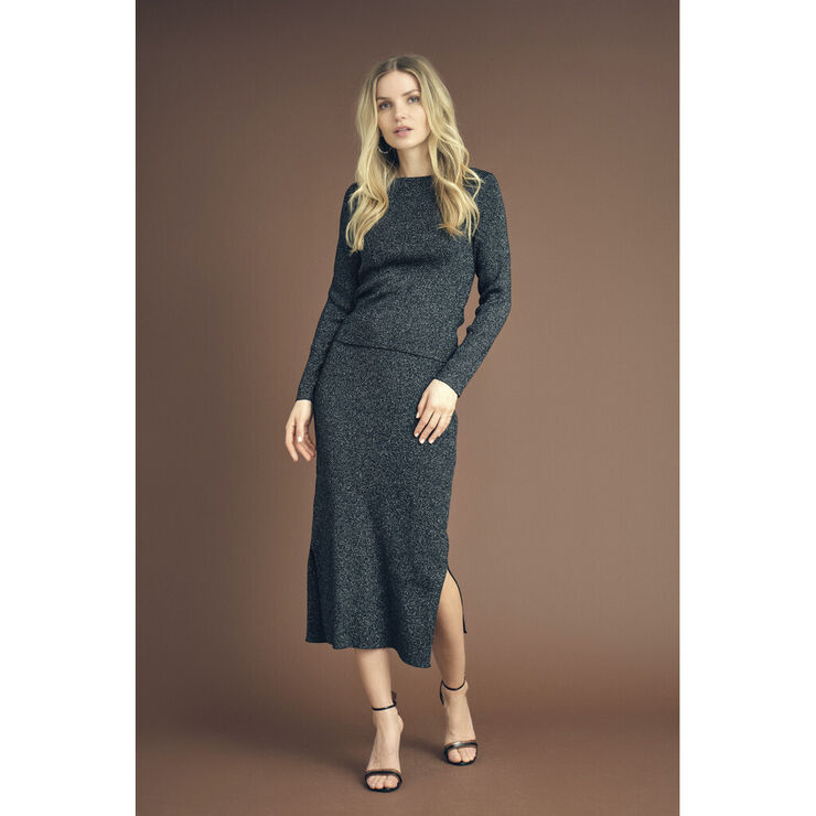 A-VIEW Lana rib lurex blouse Black/silver