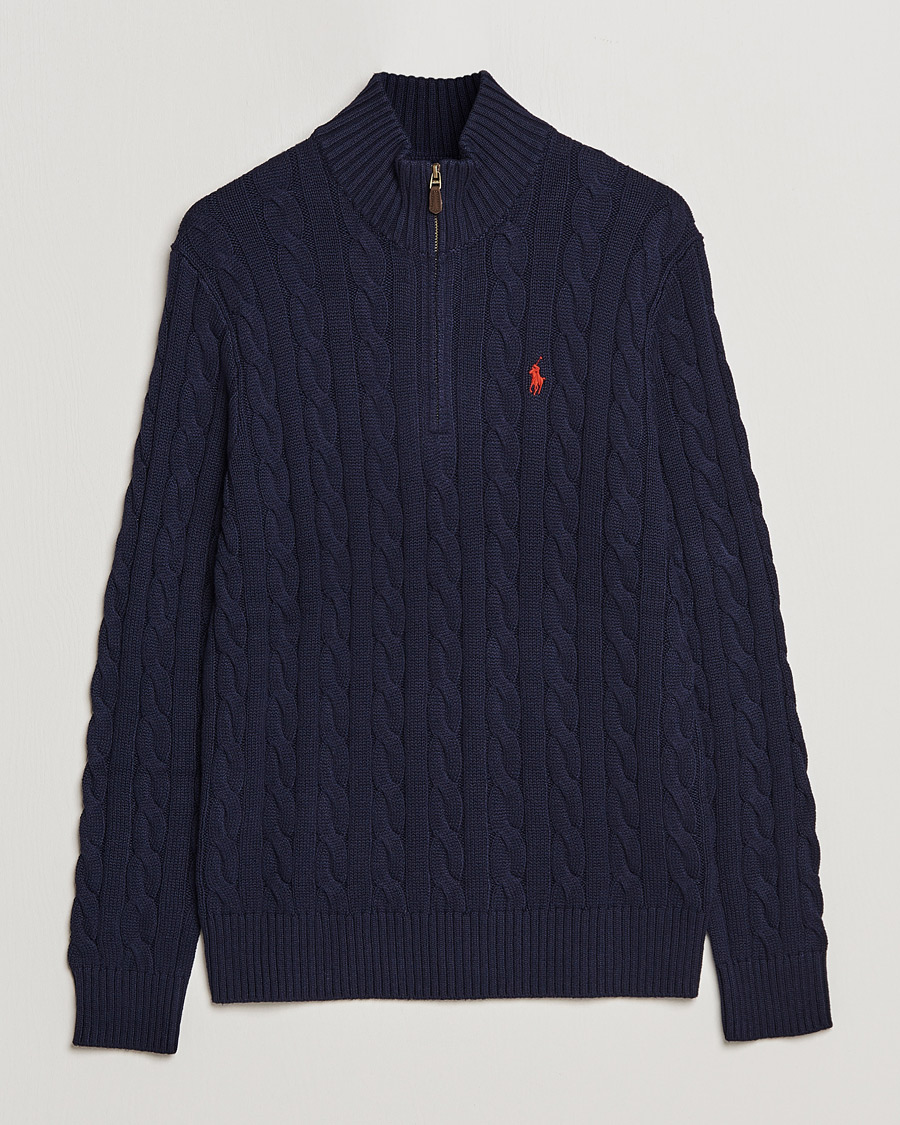 Polo Ralph Lauren Cotton Cable Half Zip Hunter Navy