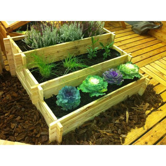 Potager en escalier,en bois de mélèze - L.100 x l.75 cm x H.40 cm