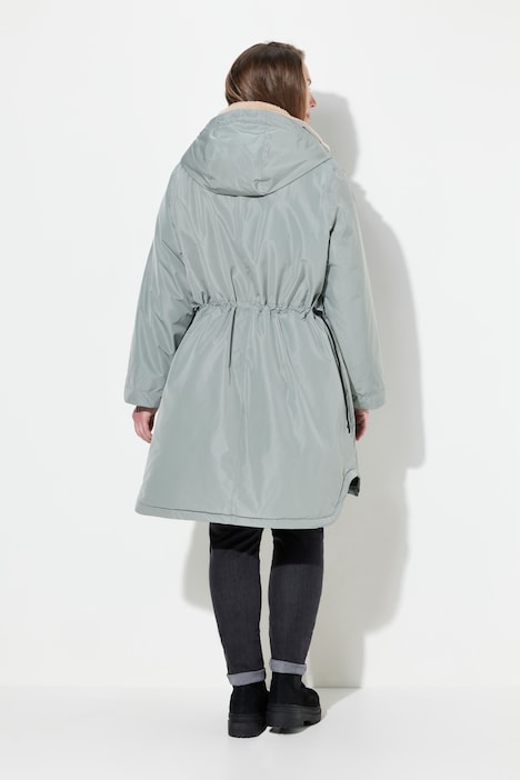 Lange Funktionsjacke, Kapuze, 2-Wege-Zipper