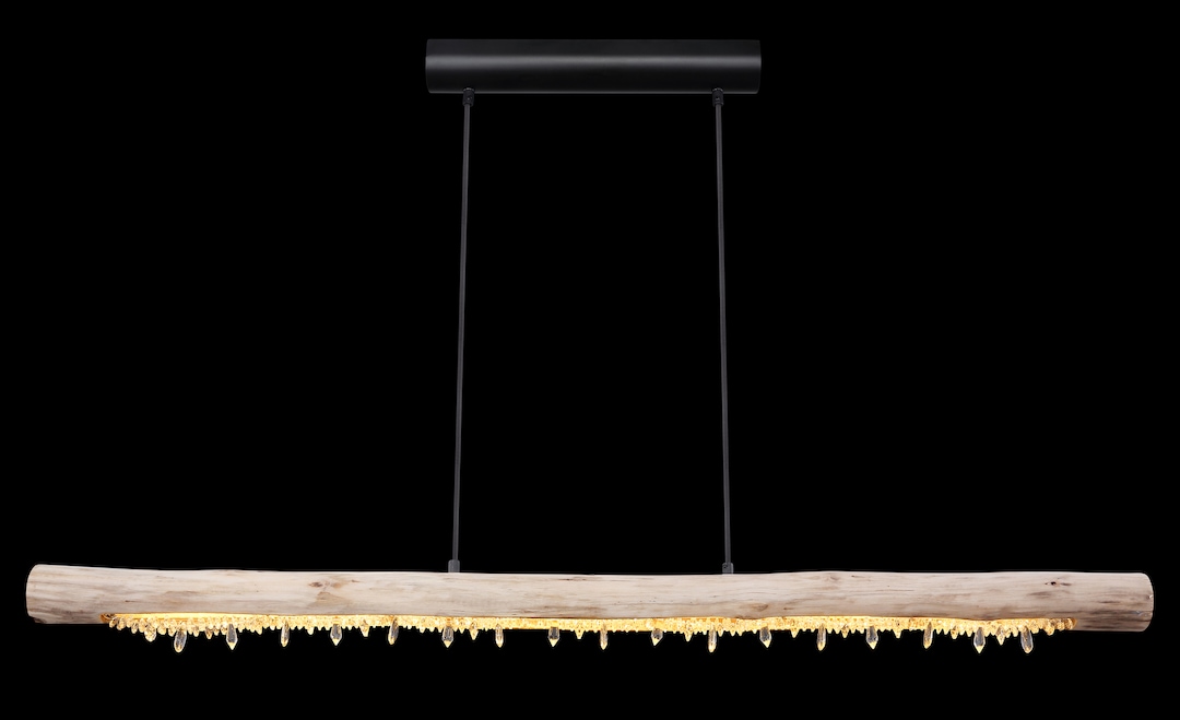GLOBO LED Balkenpendel Felicitas schwarz /Holz 120x8cm H150cm