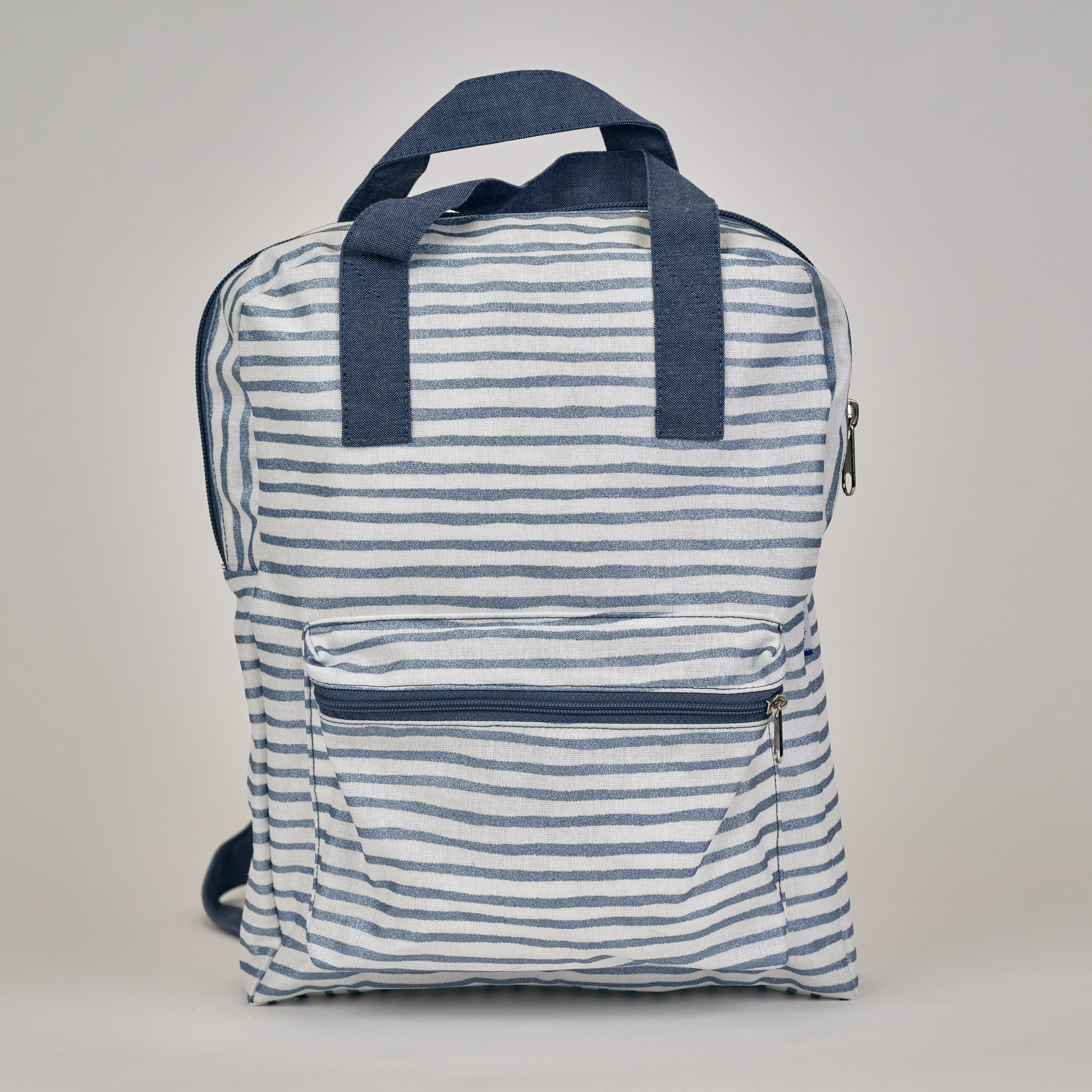 Petit Sac À Dos Gaby Rayé Bleu Blanc