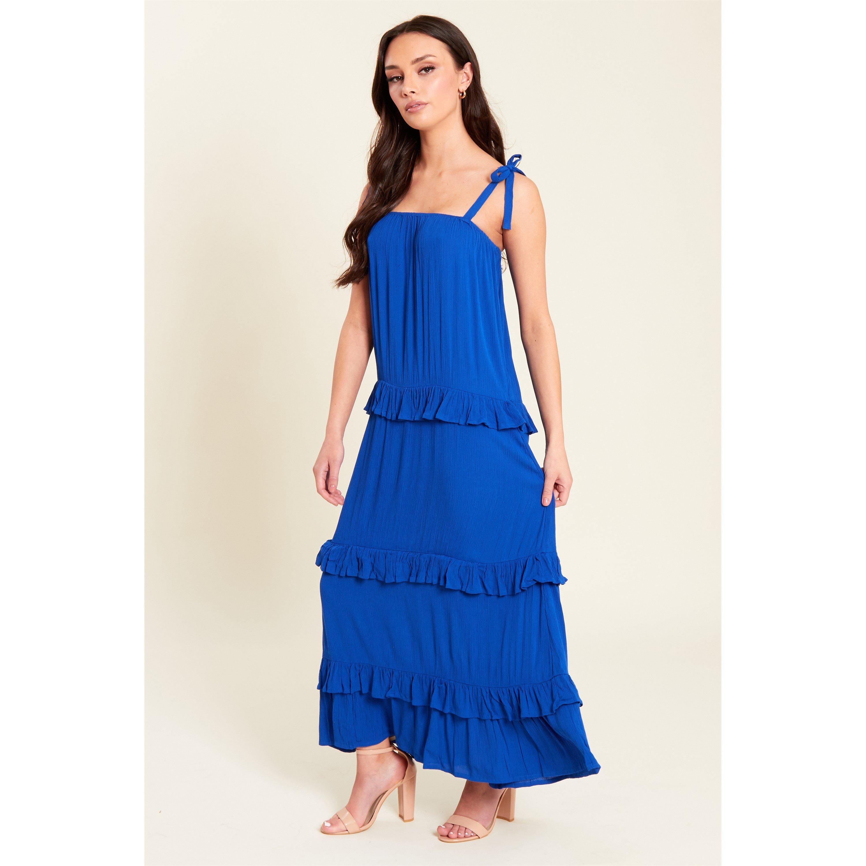 Be You Strappy Tiered Crinkle Midi Dress