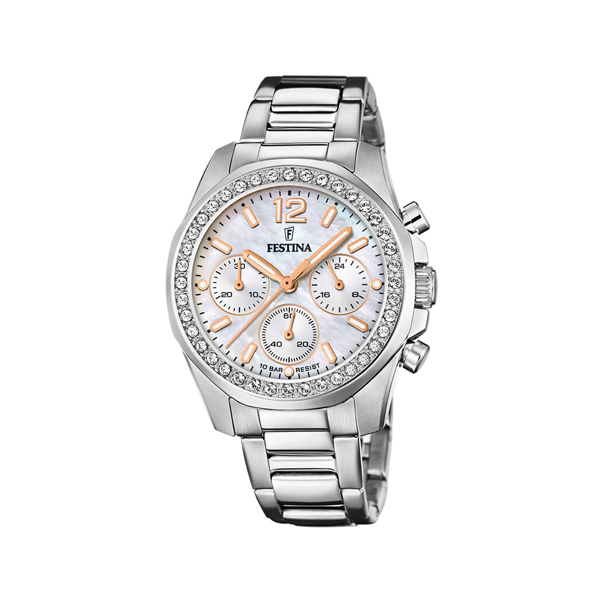 Montre Festina femme chronographe acier bracelet acier