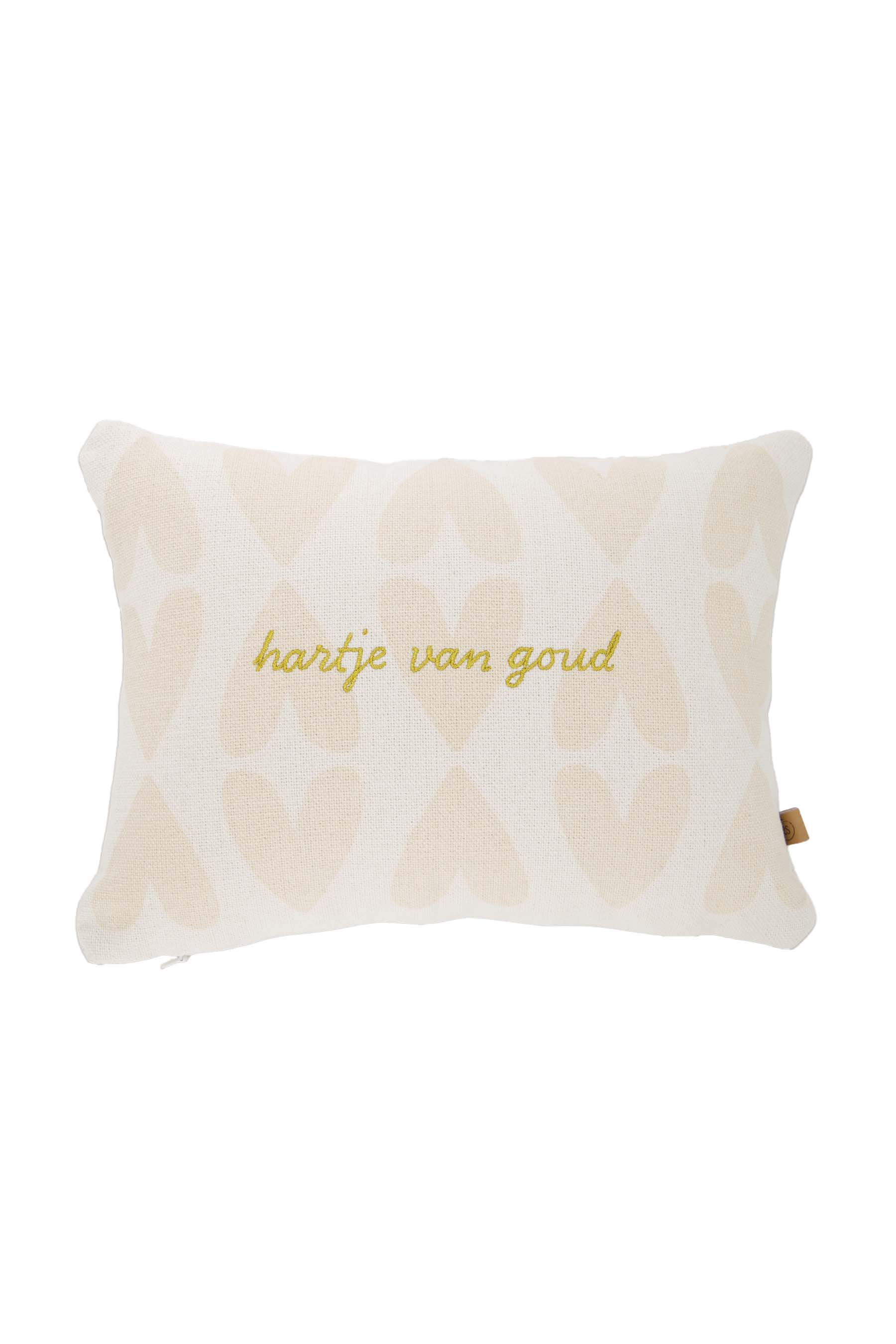 kussen hartje van goud 35x25cm