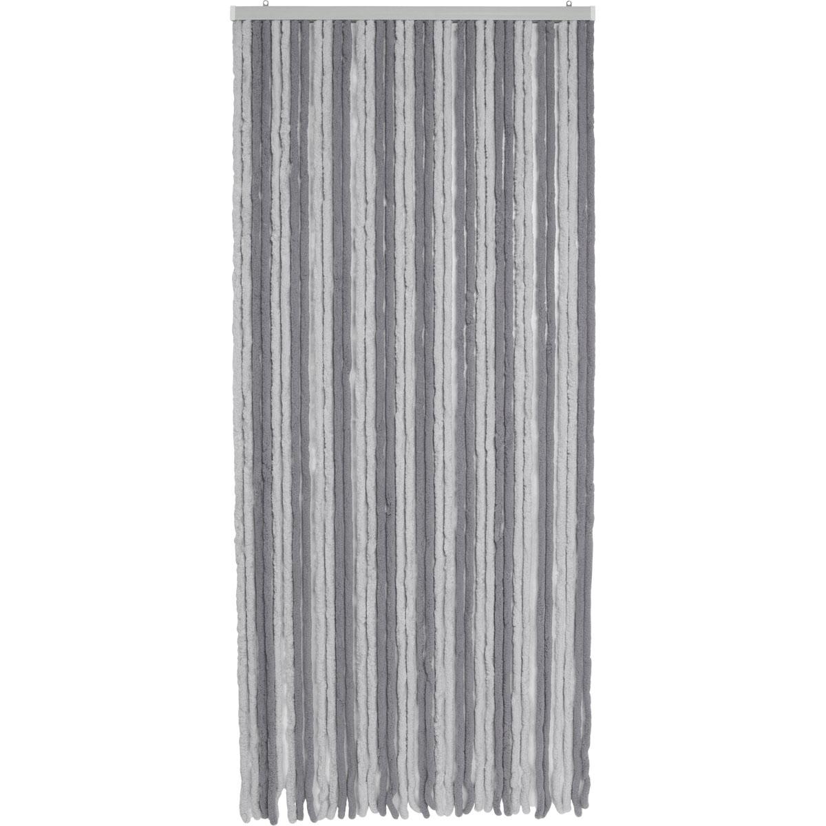 RIDEAU PORTE CHENILLE BICOLORE 90X210CM GRIS CLAIR FONCE