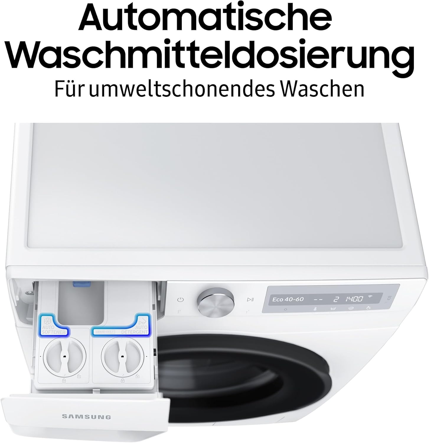 Samsung WW11DB8B95GHU2 Bespoke Waschmaschine, 11 kg, 1.400 U/min, Extra energiesparend, EEK: A (-40%), AI Ecobubble, QuickDrive, AI Wash, SuperSpeed 39 Min, Weiß