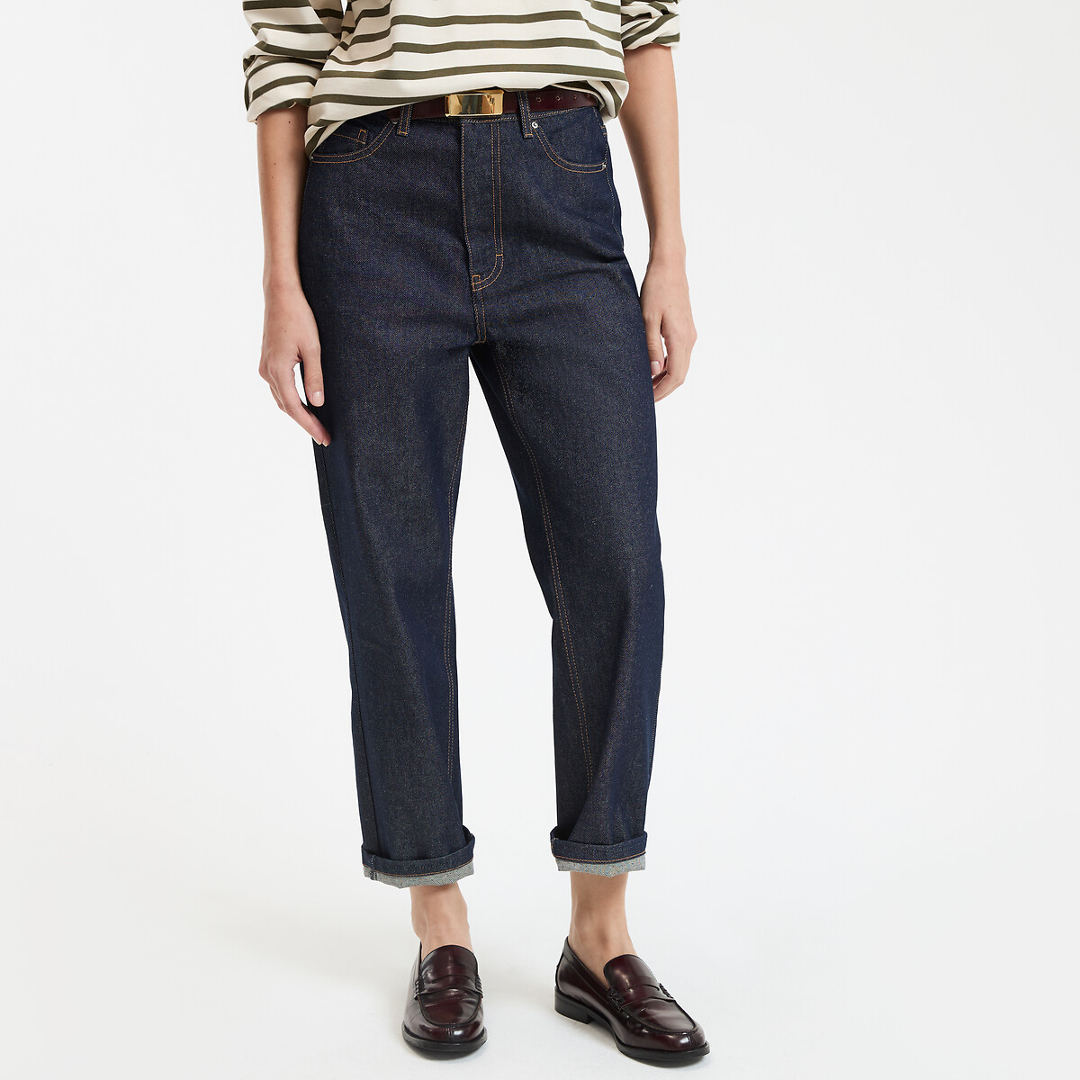 COLEÇÃO LA REDOUTE<br>Calça jeans reta 7/8, cintura alta