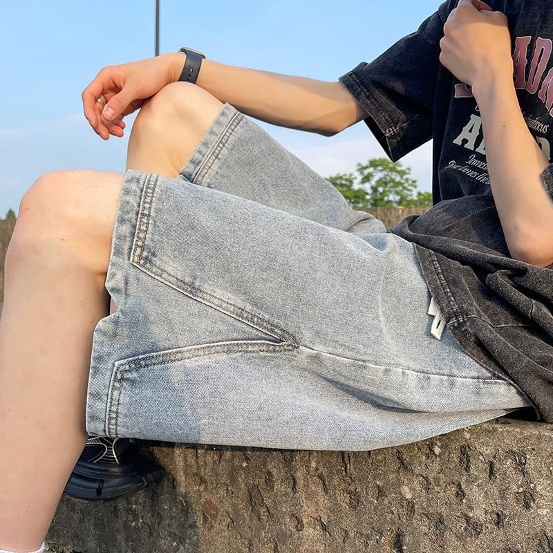 emeisa - Denim short met trekkoord in de taille