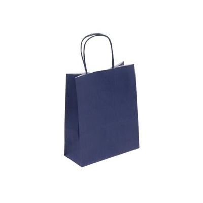 50 Sacs cadeau kraft - poignées torsadées - 18 cm x 8 cm x 22 cm - bleu marine