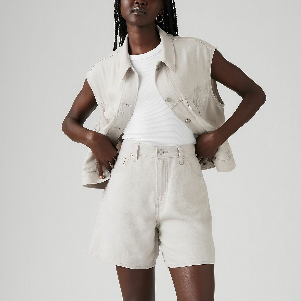 LEVI'S<br>Shorts folgados de cintura alta em mistura de linho