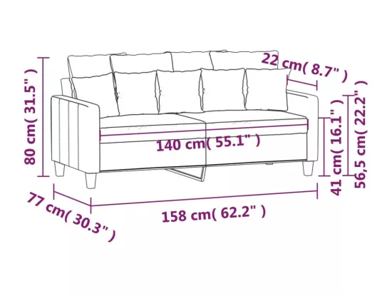 Canapé à 2 places Gris clair 140 cm Tissu