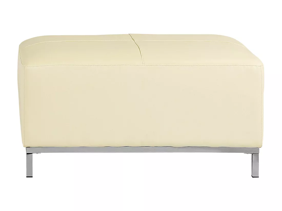 Canapé Angle à gauche en Cuir Véritable Beige et Pouf Ottoman Housses Amovibles Oslo