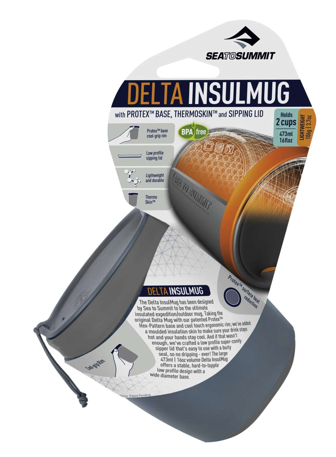 Sea to Summit Delta Insulated Mug Isolierter Becher blau 473 ml