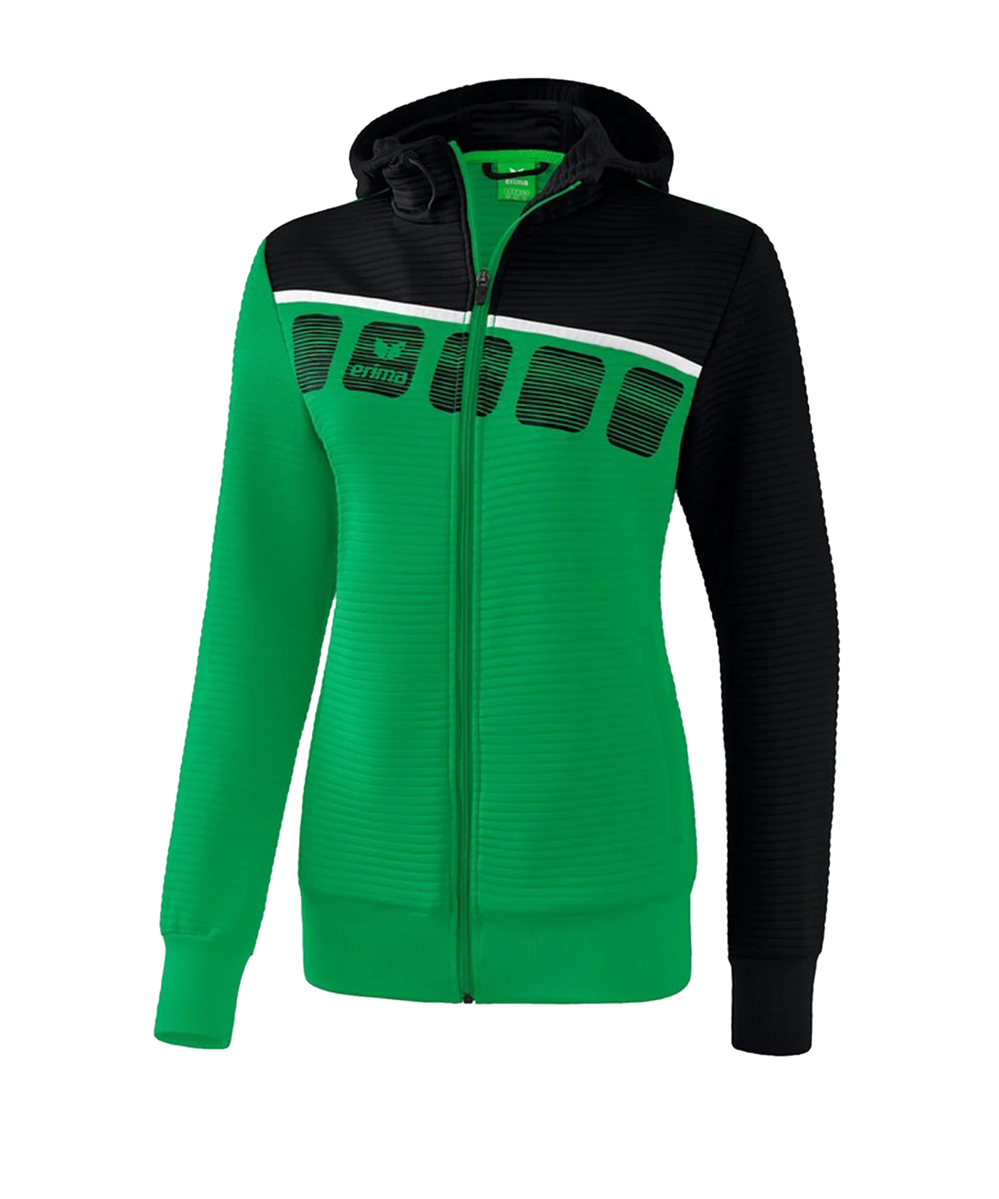 Erima 5-C Trainingsjacke Kapuze Damen Grün Schwarz