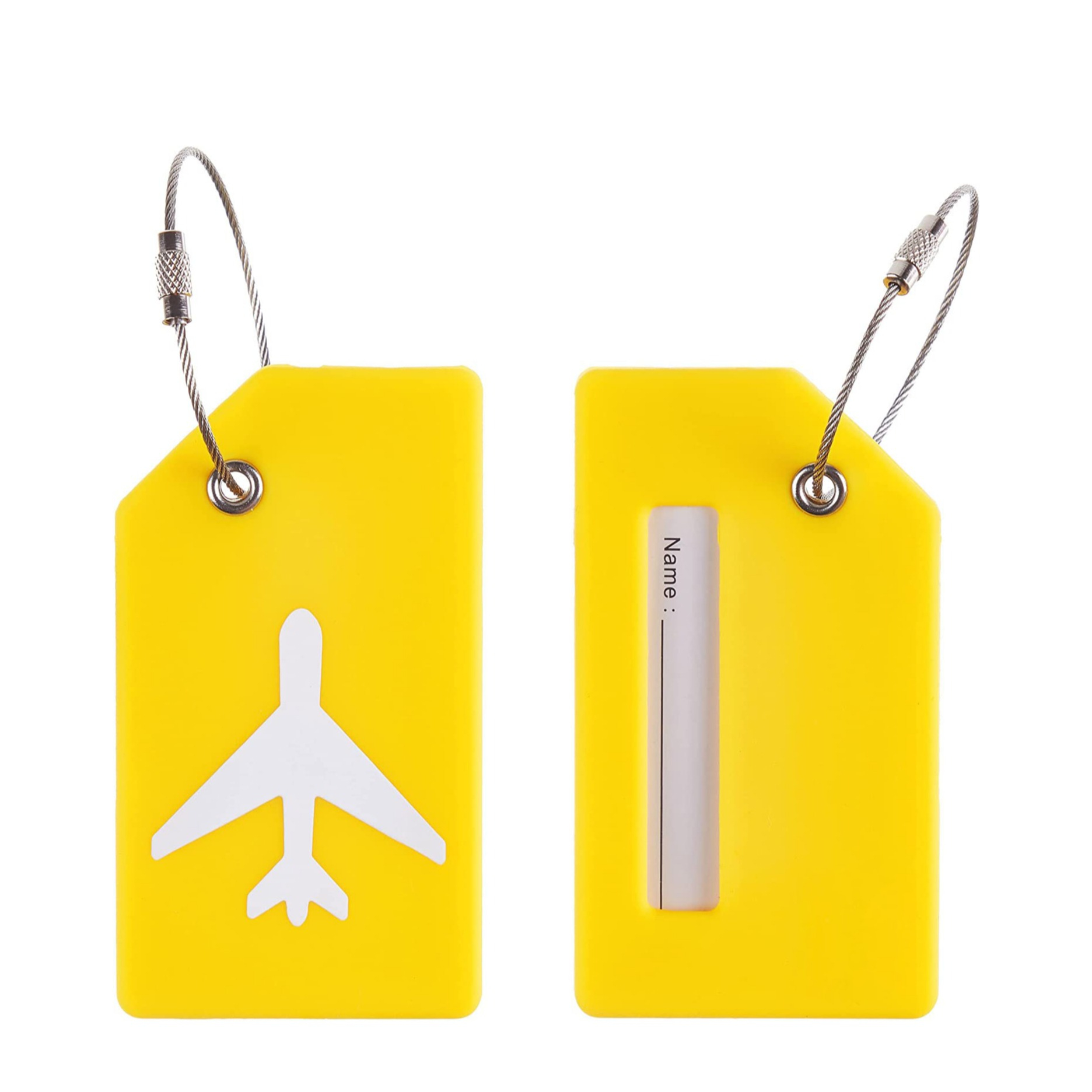 (5er Set) Silikon Kofferanhänger Gepäck Etiketten Luggage Tag mit Adressschild - Gelb
