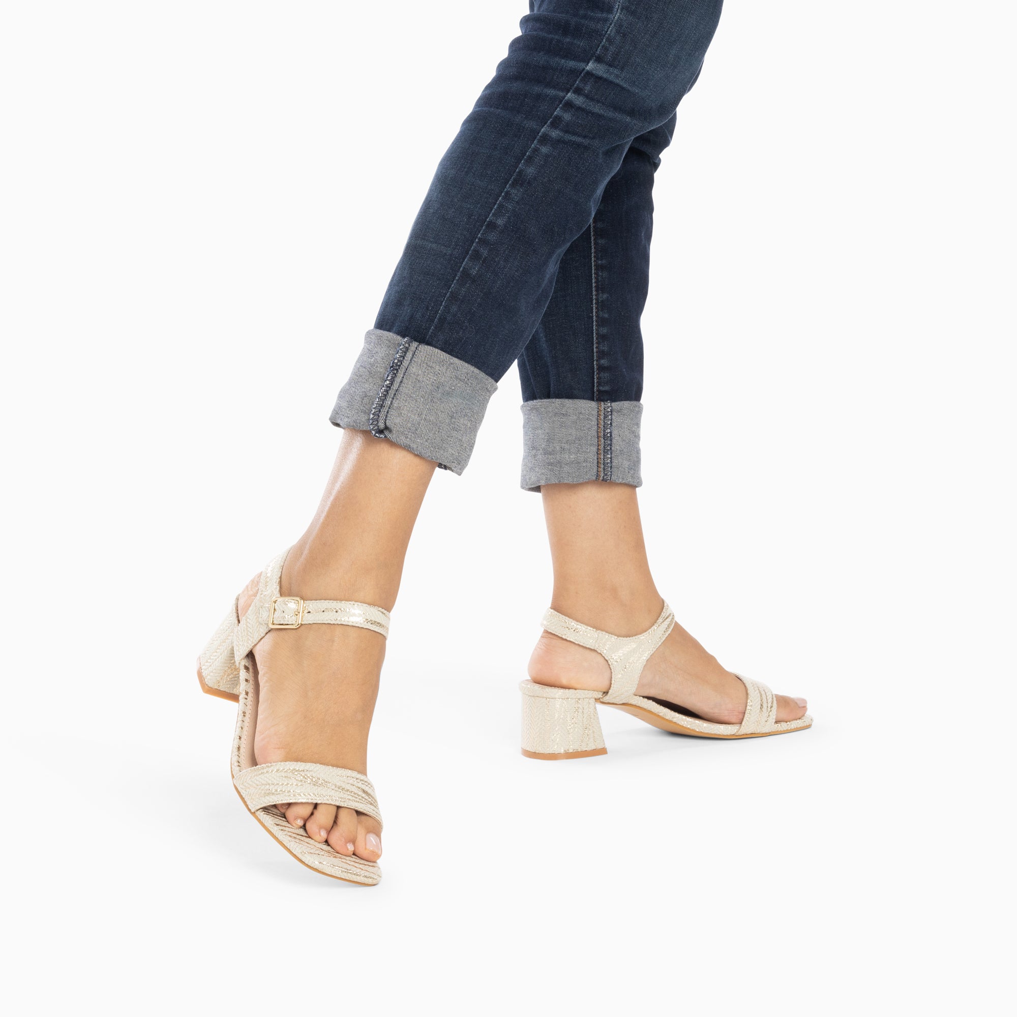 Sandales à talon, Compensées-Sandales à talon Jenna or imprimé zèbre