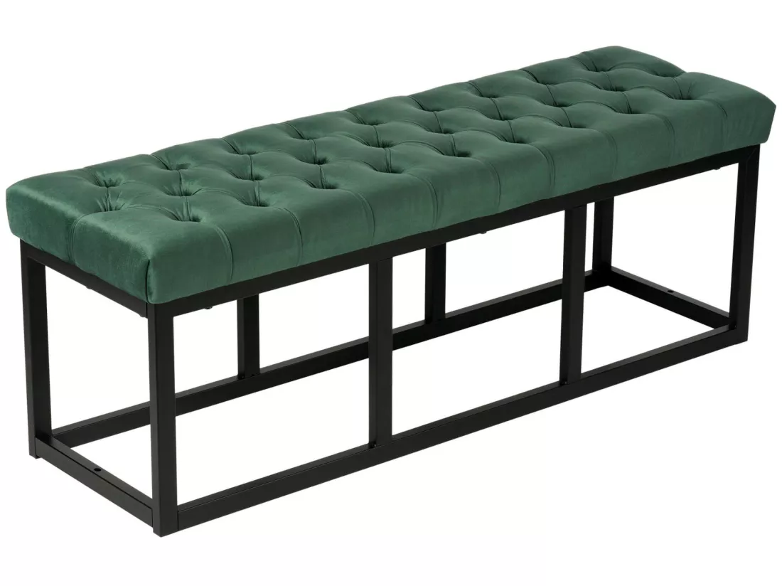 Banquette - Velours & Métal noir mat - Vert - Polson