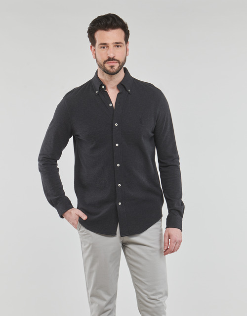 Polo Ralph Lauren - CHEMISE AJUSTEE COL BOUTONNE EN POLO FEATHERWEIGHT Gris / Antracita