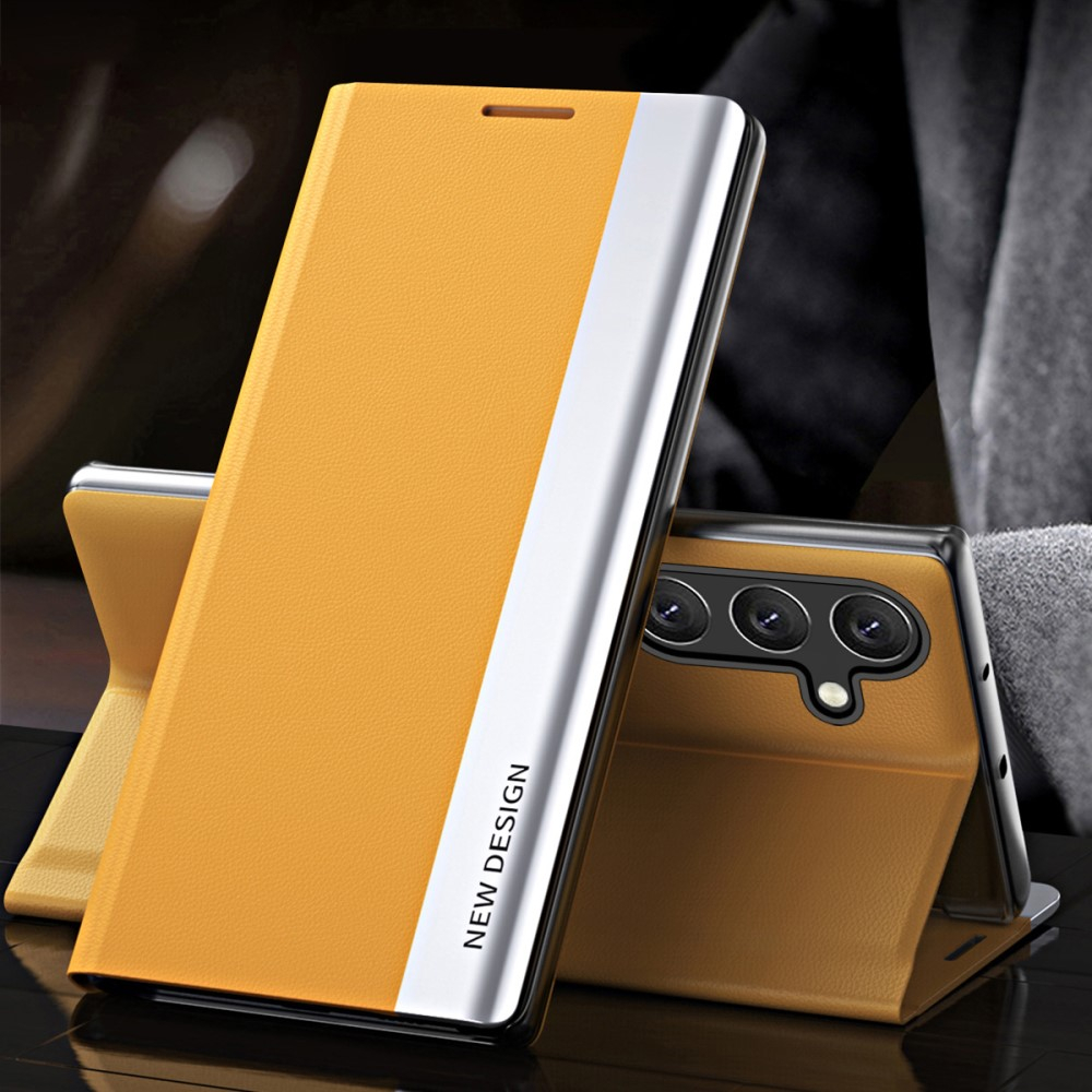 Samsung Galaxy A54 5G Leder Tasche Flip Cover   Magnetverschluss - Gelb