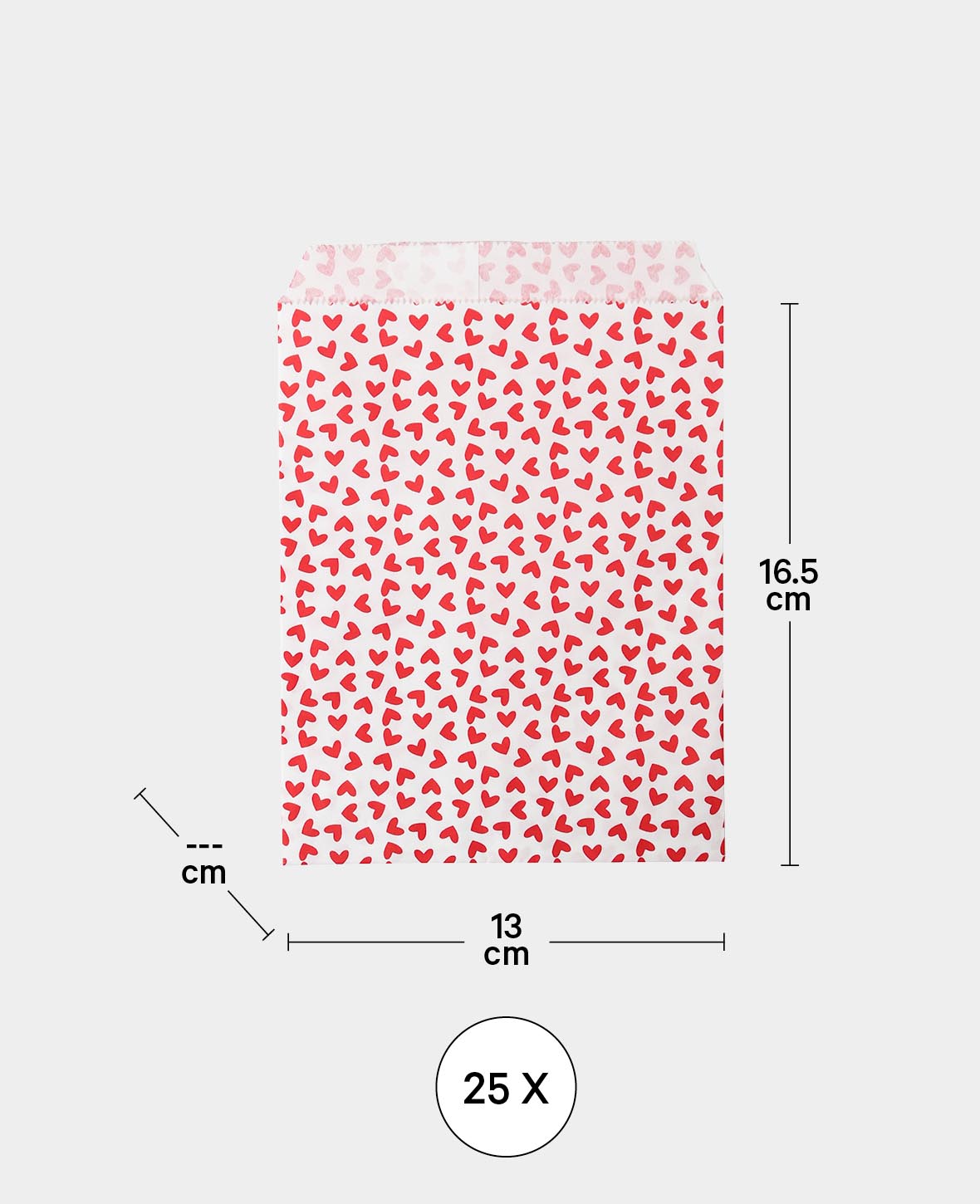 (25er Set) Papierbeutel Geschenkverpackung DIY Paper Bags - Weiss / Rot