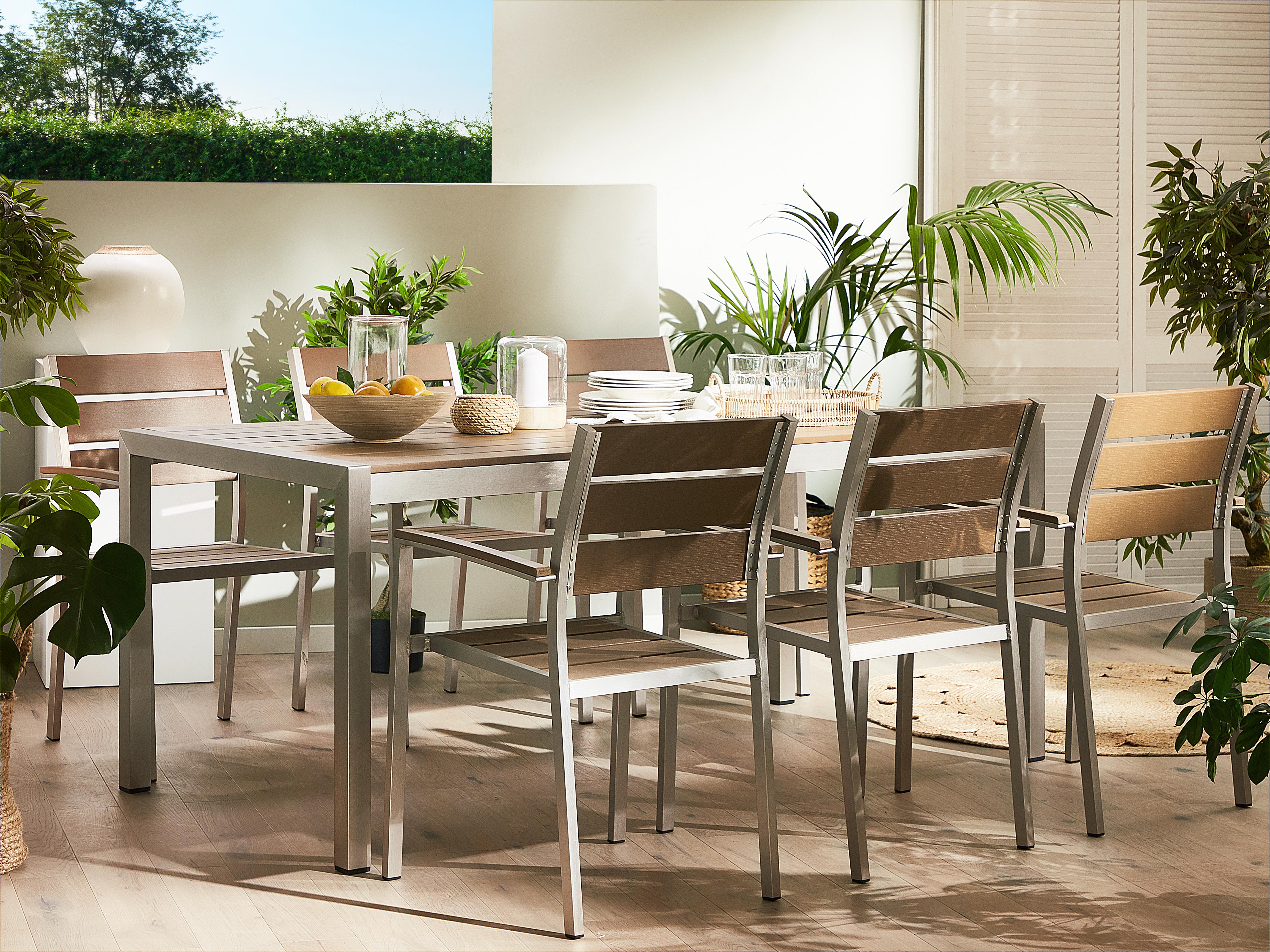Tuin eettafel VERNIO 180 cm 90 cm Metaal Bruin