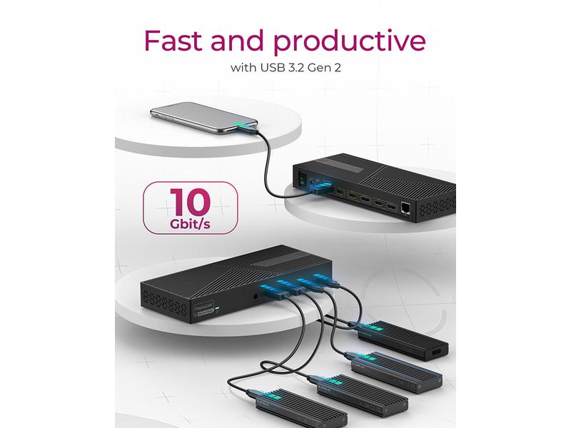 ICY BOX Dockingstation IB-DK2246AC DockingStation mit DisplayLink