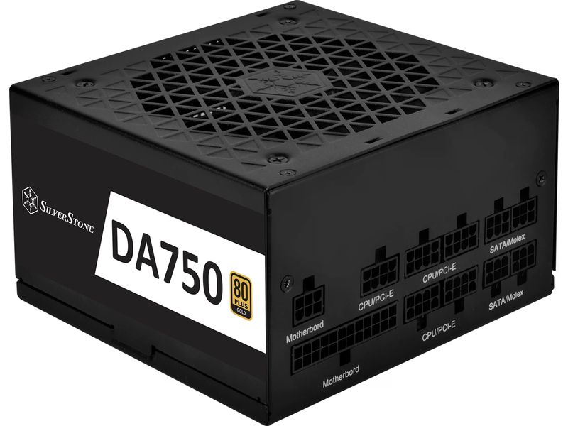 SilverStone Netzteil DA750 Gold 750 W Vollständig modulares ATX-Netzteil mit 120-mm-FDB-Lüfter