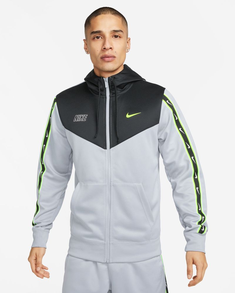 Sweat zippé à capuche Nike Repeat Gris & Jaune Fluo pour homme