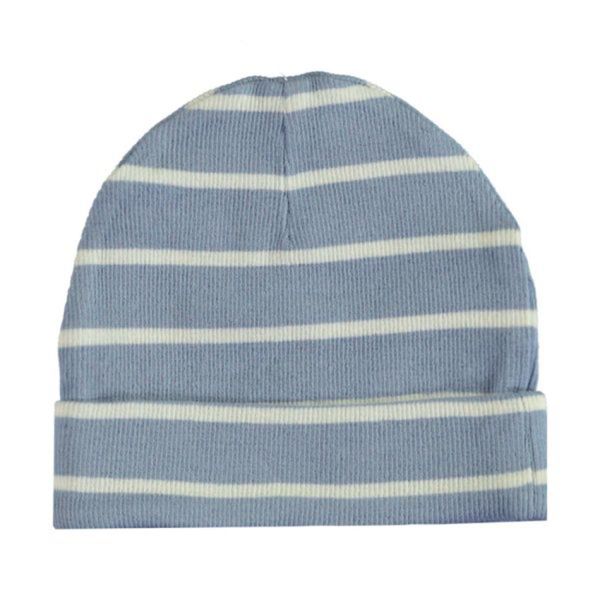 Babylook Striped Rib Muts - Newborn - Faded Denim