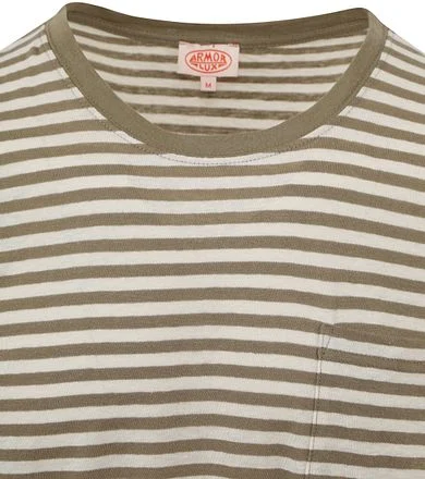 Armor-Lux T-Shirt Linnen Strepen Groen 76023-KTP kopen