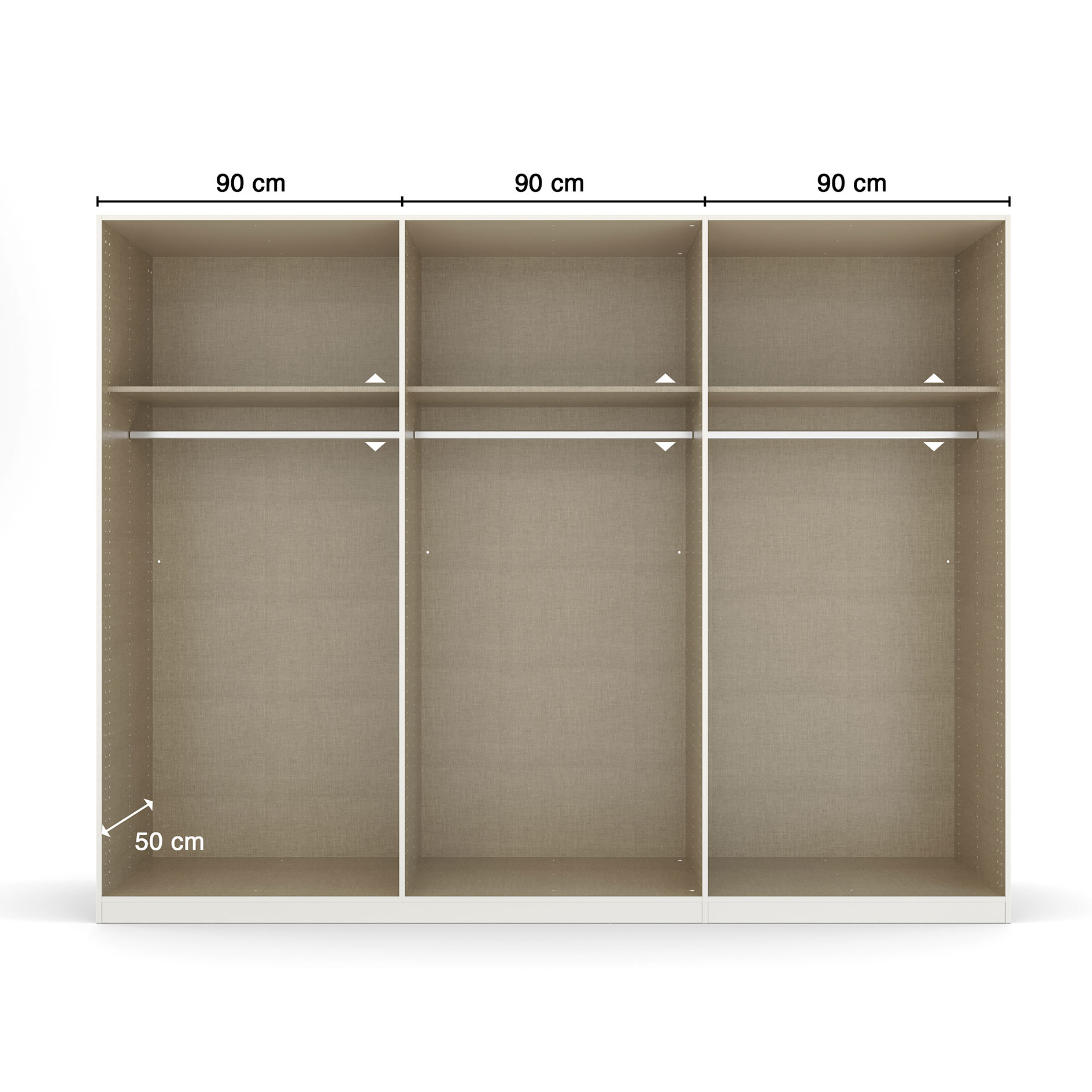 Drehtürenschrank - alpinweiß-Kristallweißglas - 6 Türen - 271 cm