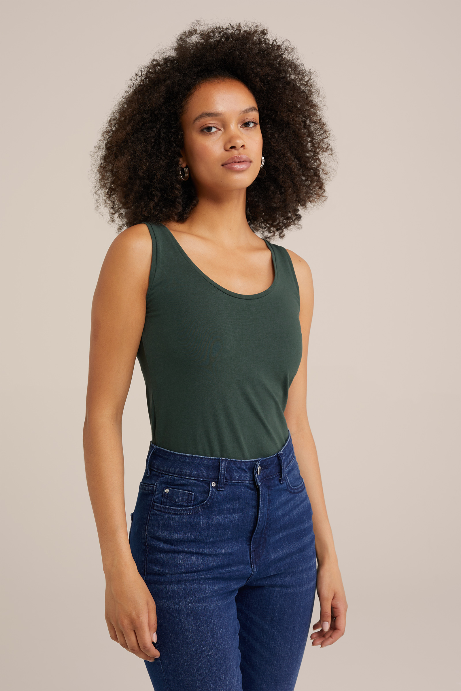 singlet van katoenmix WE Fashion Groen
