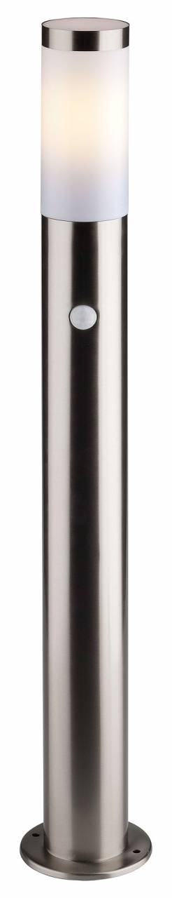 BRILLIANT Lampe Chorus Außenstandleuchte Bewegungsmelder edelstahl | 1x A60, E27, 20W, geeignet für Normallampen (nicht enthalten) | IP-Schutzart: 44 - spritzwassergeschützt