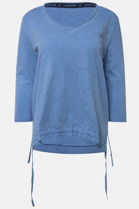 T-Shirt, V-Ausschnitt, Halbarm, Saum mit Raffung OEKO-TEX MIG