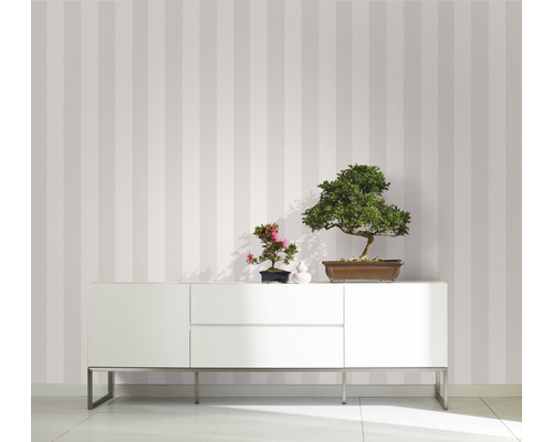 Vliesbehang 82263 Kids Walls strepen taupe wit