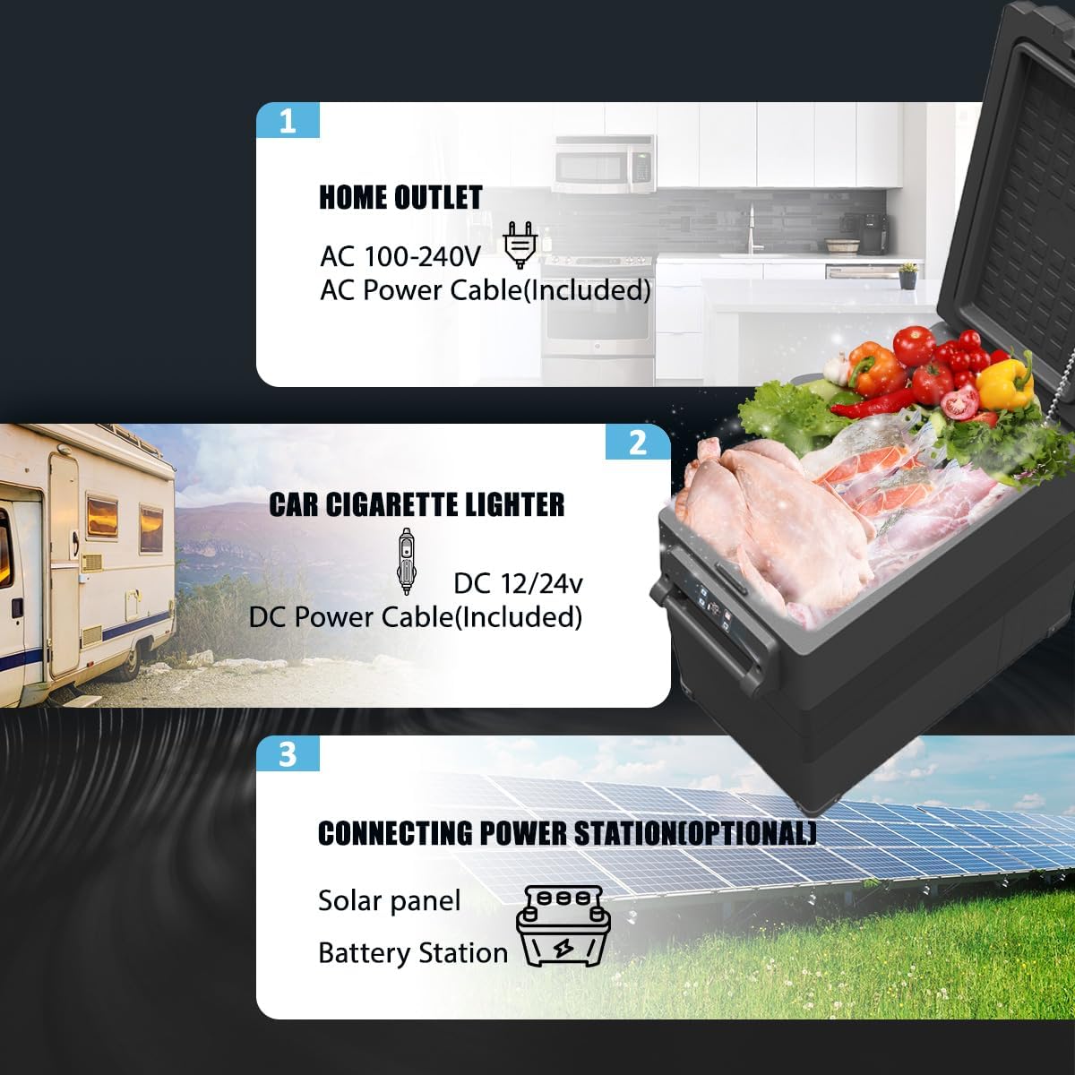 Alpicool NCF55 50L Kompressor Kühlbox 12V tragbarer Mini-Kühlschrank elektrische Gefrierbox klein Gefrierschrank für Auto camping, Lkw, Boot, -20℃ bis 20℃(Schwarz)
