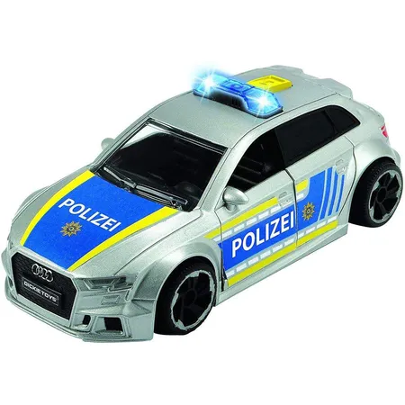 Dickie Toys Audi RS3 Polizeiauto mit Friktion, Licht & Sound, Zubehör, 1:32