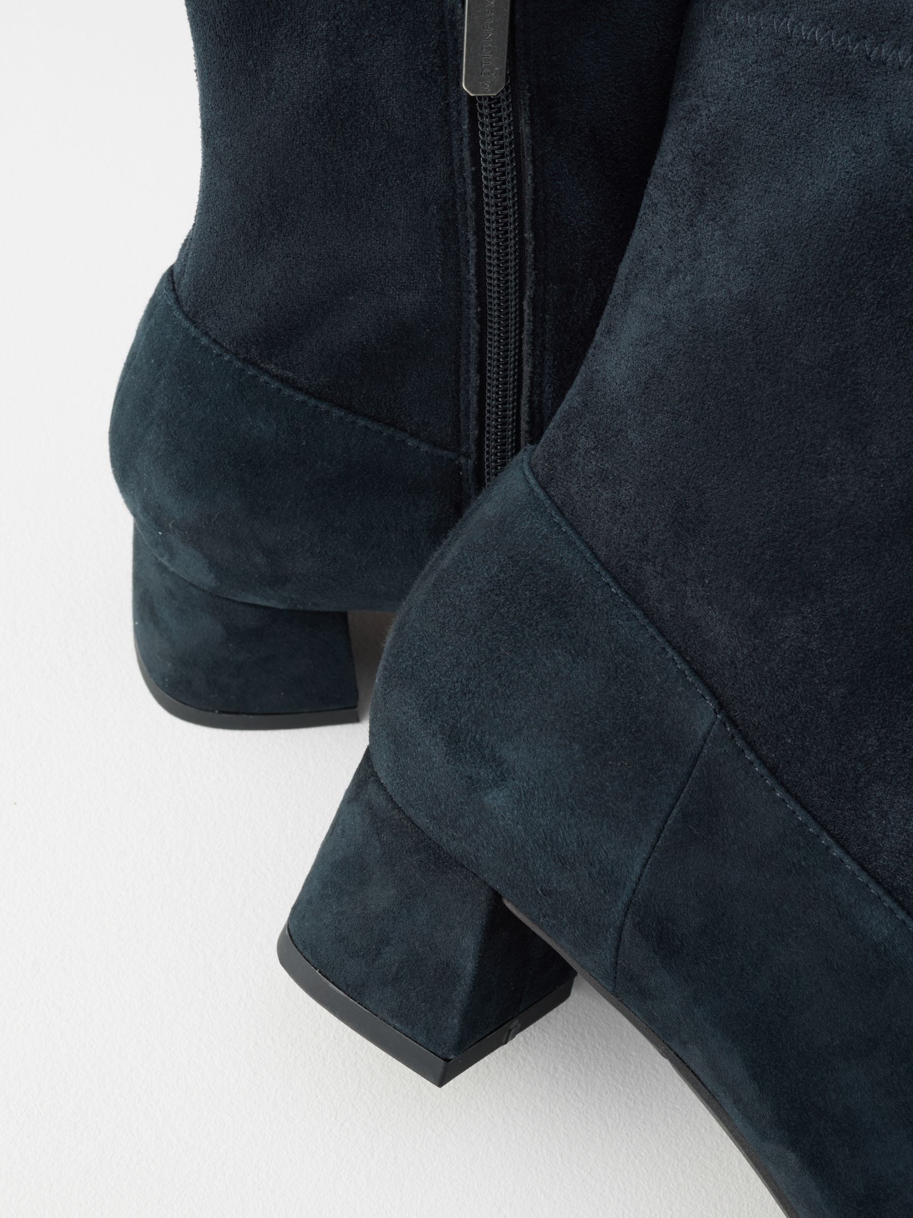 Marineblauw suède - Motionflex Sokkenlaarzen met Blokhak