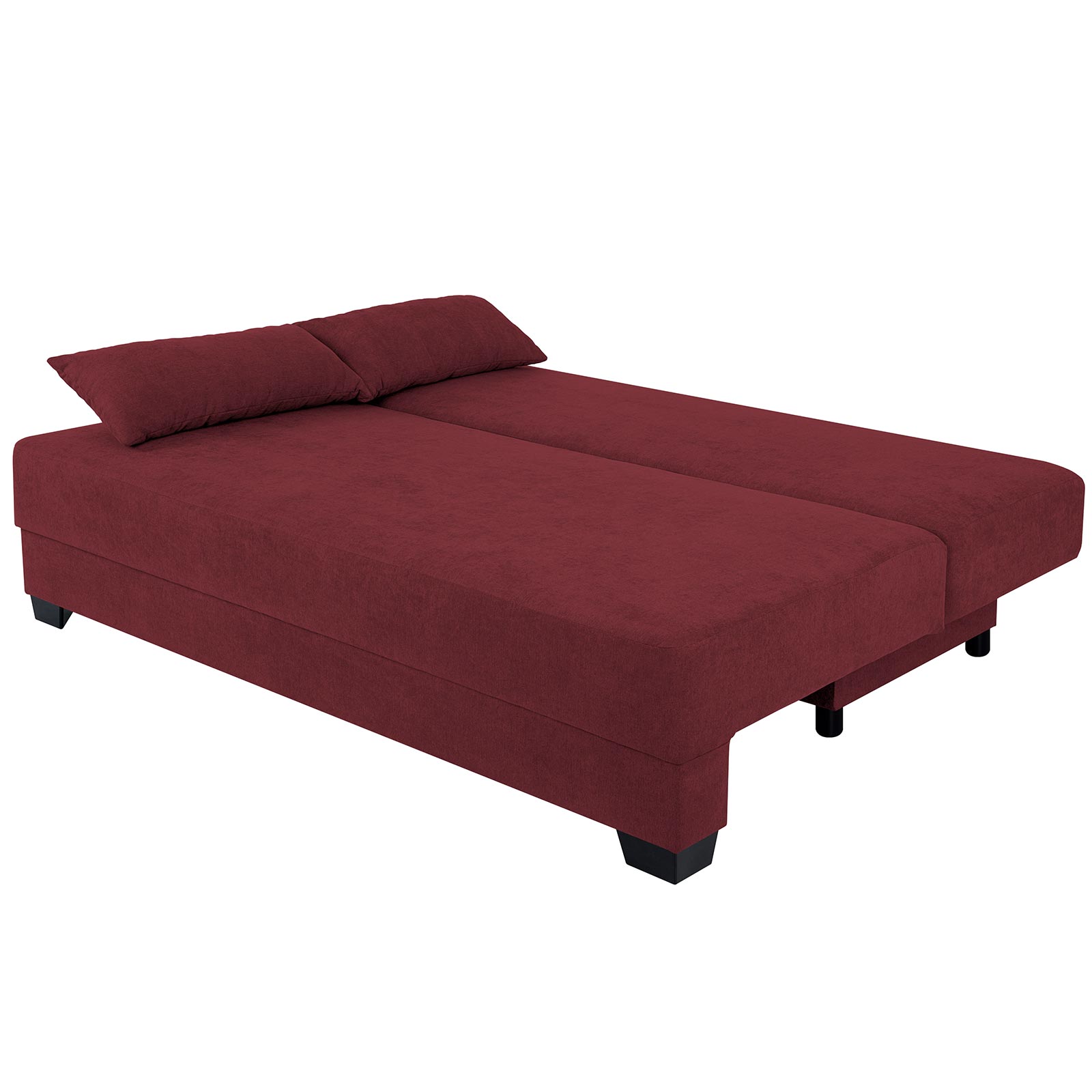 Boxspringsofa - cranberry-grau - Dauerschläfer mit Staukasten